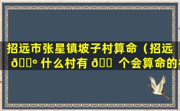 招远市张星镇坡子村算命（招远 🌺 什么村有 🐠 个会算命的神婆）